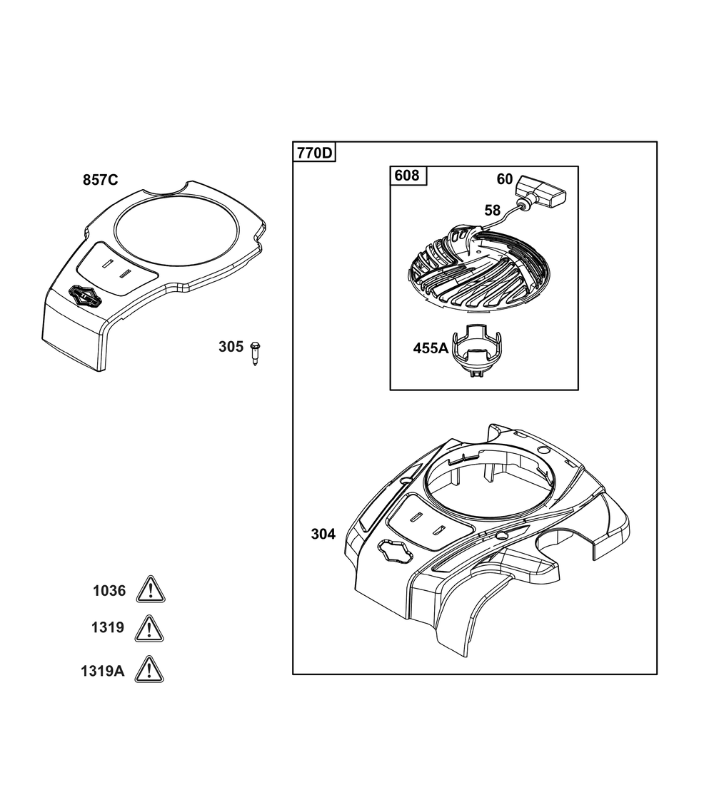 Blower Housing Group Diagram and Parts List for 093J02-0168-F1 020000 - 09Z999 Briggs and Stratton Engine